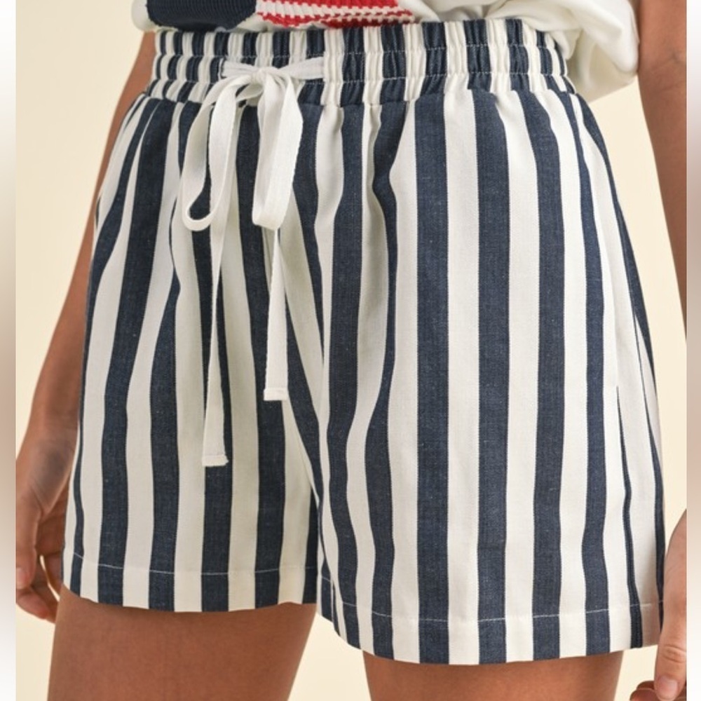 065- Striped Navy and White Women's Shorts